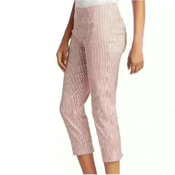 Piazza Sempione-"Audrey" Red And White Cropped Pinstripe Pant Size 40 (6) EUC! - Picture 3 of 10